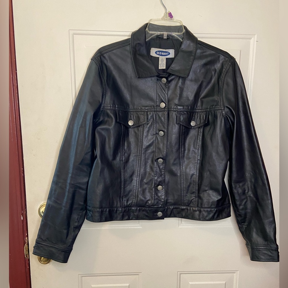 Vintage Old Navy Genuine Leather Bomber Jacket Sz L
